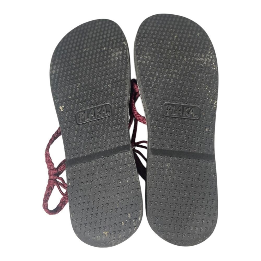 Plaka Women’s Palm Leaf Burgundy Boho Flat Strap Sandals Size-10 - Picture 5 of 8
